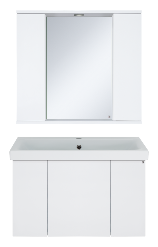 Лира - 80 Зеркало-шкаф с 2 шкаф. с отталкив. белая эмаль