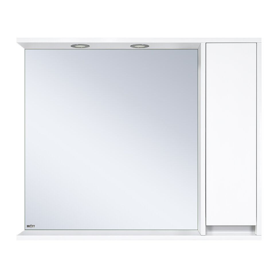 Алиса - 90 Зеркало белое с 1 шкафчиком правое