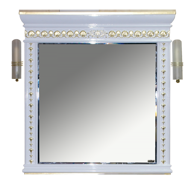 Мануэлла GOLD - 105 Зеркало со светильниками белое ГЛЯНЦЕВОЕ