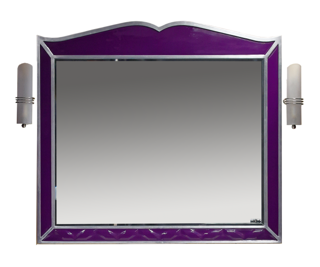 Анжелика -100 Зеркало сиреневое  сусальное серебро со светильниками