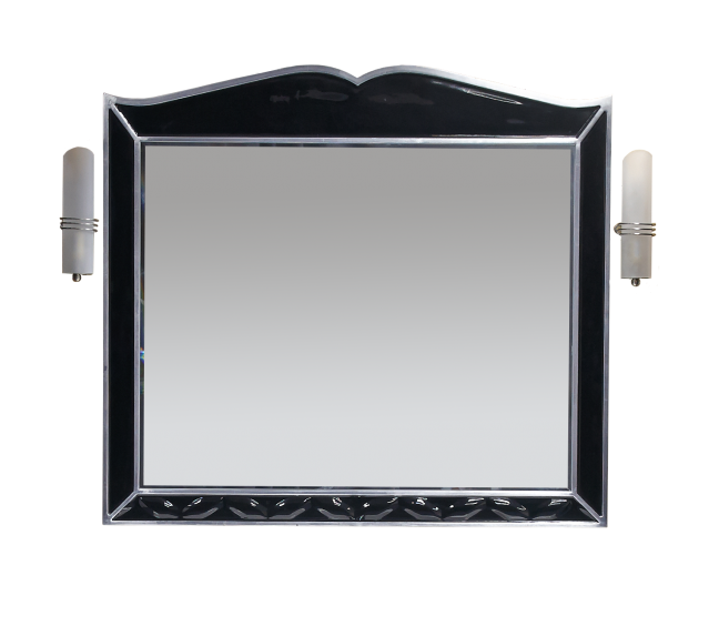 Анжелика -100 Зеркало черное  сусальное серебро со светильниками