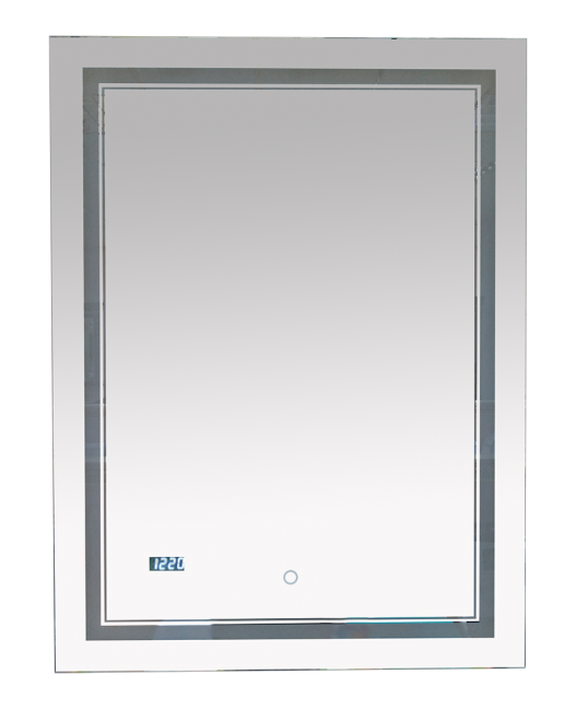 2 Неон - Зеркало LED  600х800 сенсор на зеркале / часы (двойная подсветка)