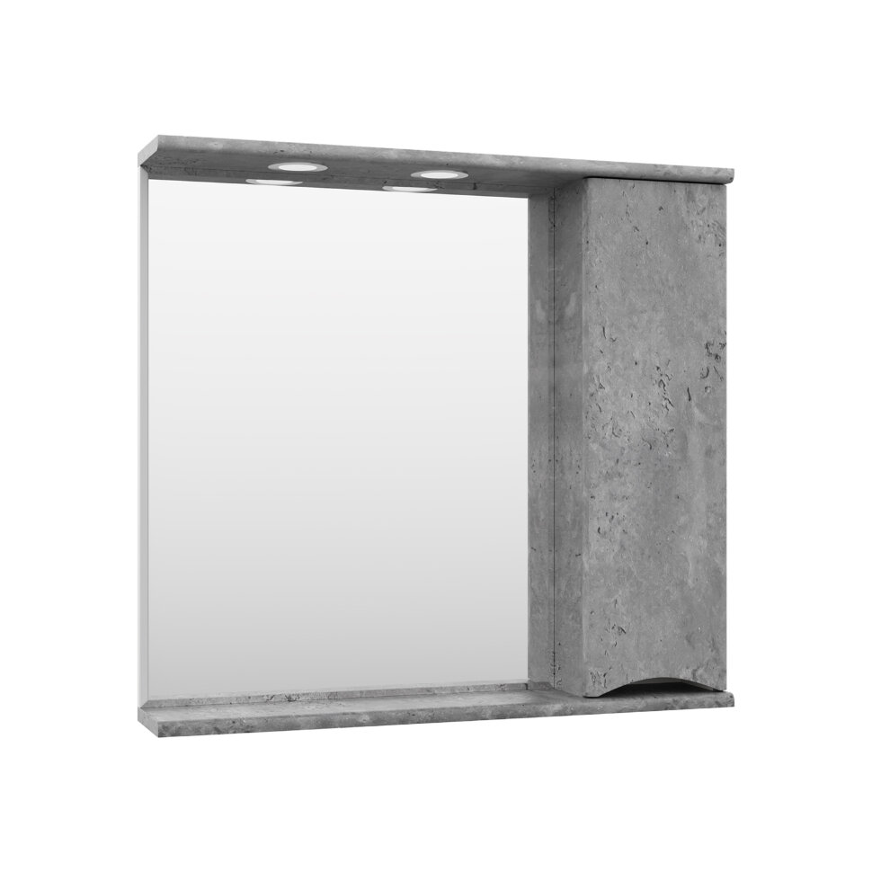 Атлантик - 80 Зеркало с 1 шкаф. серый камень правый
