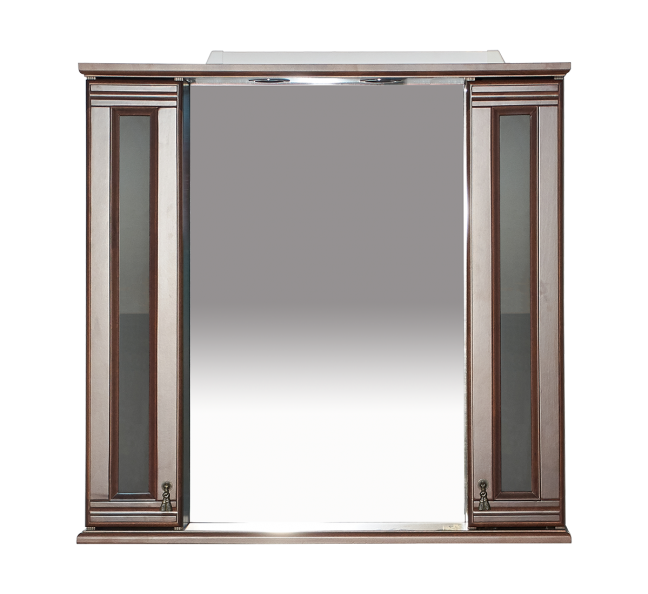 Дублин - 80 Зеркало с 2-мя шкафчиками, орех/стекло